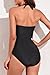 Smismivo Tummy Control Swimwear Halter One Piece Slimming Vintage Retro Swimsuit Womens Ruched Push Up Bathing Suit Black