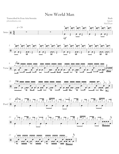 Rush - New World Man: Drum Sheet Music (JDS: Rush Drum Sheet Music) image 2