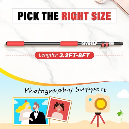 DIYSELF Extension Pole 3.2-8 Ft Paint Roller Extension Pole Aluminum Alloy Telescoping Pole Flip-Lock Design Paint Extension Pole for Painting Cleaning Dusting Window - Thumbnail 6