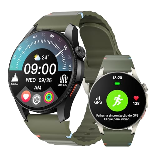 Relógio inteligente Aurafit Smartwatch Masculino Feminino, Atender/Fazer Chamada Altímetro/Barômetro/Bússola, à Prova D'água 3 ATM, GPS, Mais de 150 Modos Esportivos, Compatível Com IOS e Android