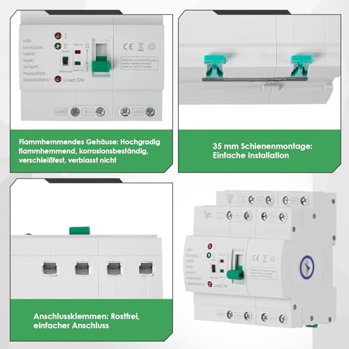 Inverseur de source automatique 4P haute performance sur rail DIN