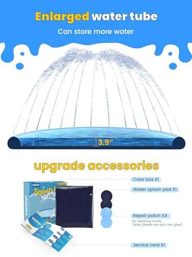 Image of VISTOP Non-Slip Splash Pad for Kids and Dog, Thicken Sprinkler Pool Summer Outdoor Water Toys - Fun Backyard Fountain Play Mat for Girls Boys Children or Pet Dog (127 inch, Red&Yellow&Green&Blue)