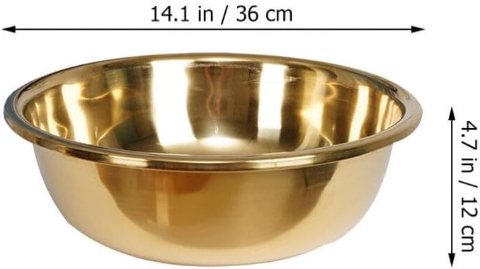 Happyyami Enamelware Basin Round Dish Tub Cook Basin Kitchen Washing Basin Retro Basin Tub Large Fruit Bowl Bath Bowl Rice Washing Bowls Wash Pan Washing Tub Stainless Steel Disc Metal