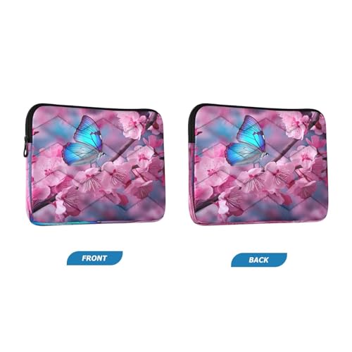 Funda para laptop 13-14 pulgadas azul con flores rosas miniatura 2