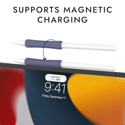 Image of 4 Pack Silicone Grip Compatible with Apple Pencil 2nd Generation, Apple Pencil USB-C & Apple Pencil Pro Ergonomic iPencil Grip (White /Blue /Midnight Blue /Black)