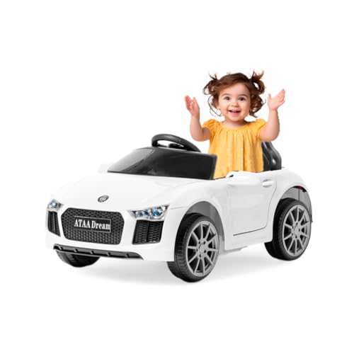 ATAA Dream Coche eléctrico infantil con mando, música y luces (Blanco)