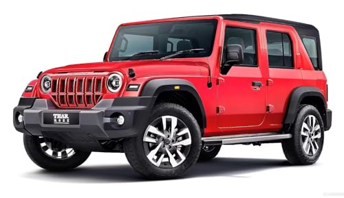 Image of 1:24 Thar Roxx Red Die-Cast Model Toy Car - Premium Alloy Off-Road SUV with Pull-Back Action, Openable Doors & Detailed Interior