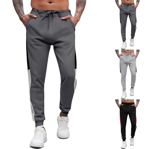 Pantalones de chándal para hombre, anchos y holgados, con cordón, algodón, cintura elástica, pantalones de jogging de pierna ancha, pantalones de deporte, informales, lisos, largos, elásticos