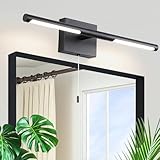 Litaddscen 24 Inch Black LED Bar Bathroom Vanity Light,360° Rotatable Vanity Light Fixtures with Pull Chain Over Mirror,4000K Modern Bathroom Sconces Wall Lighting Picture Light