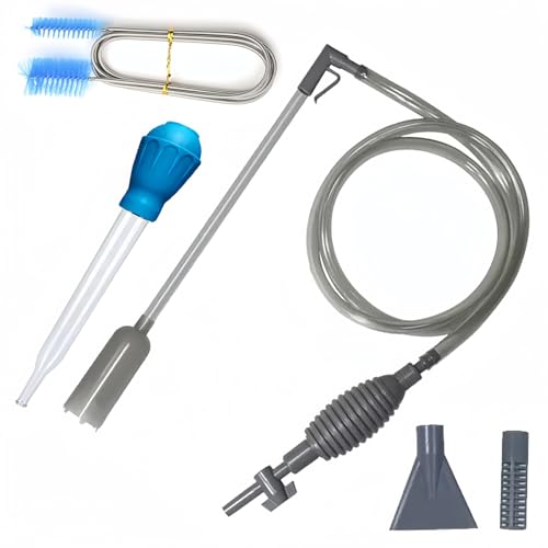 Moruna 水槽 水換えポンプ(1.7M)+スポイト 大(29 cm/30 ml)+パイプブラシ(155cm) 組み合わせセット 手動式 強力吸水 水槽そうじ用品 水換えホース メダカ 金魚 対応 水槽掃除・水換えに (3点セット)