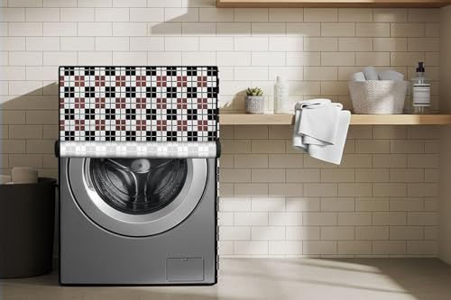 Image of Stylista Waterproof Front Load Washing Machine Cover Compatible for Haier 8 kg, Checkered Pattern Grey
