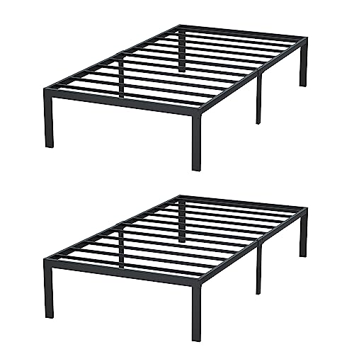 Gazhome 2 Pack Twin Xl Bed Frame, 14 Inch Platform Heavy Duty Steel Slats Support With Large Storage Space, Twin Size Bed Frame No Box Spring Needed, Easy Assembly, Noise-Free #TOP24