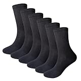 WindCrosser Womens 6-Pack Black Anti Odor Blister Resistant Seamless Breathable Cotton Crew Running Hiking Dress Socks, Size 6-10