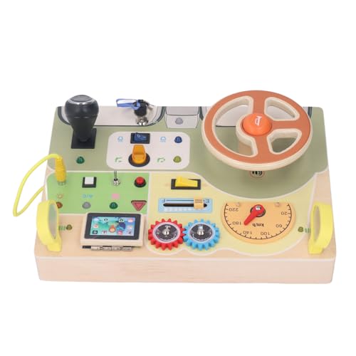 Hztyyier Tablero de Actividad Sensorial LED de Juguete con Volante de Madera, Mejora Las Habilidades Motoras Finas y la Imaginación, Amplia Gama de Juegos Atractivos, para Estudiantes Jóvenes
