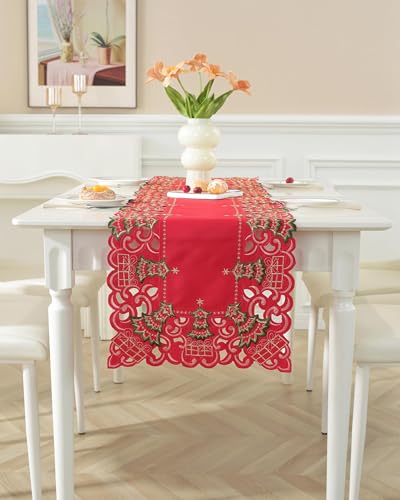 Chemin de table de Noël 183 cm brodé sapin RD-Tree-A protège et décore