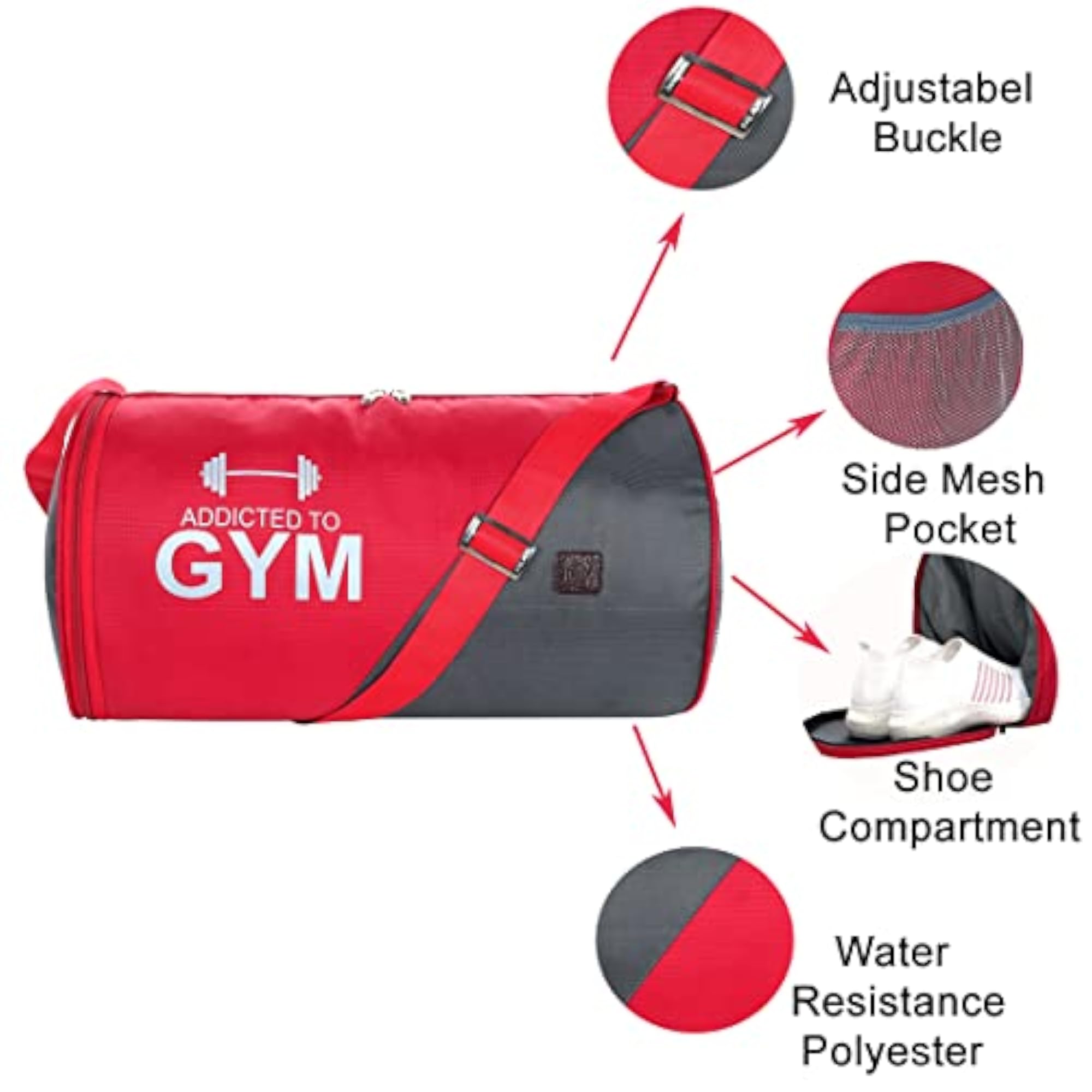 Polyester Duffle Gym Bag with Shoe Compartment