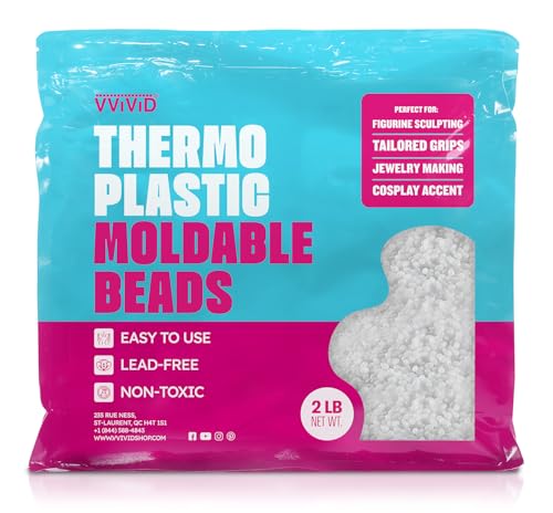 VViViD Thermoplastic Moldable Beads (2lbs) Meltable Thermal Polymorph Plastic Pellets for Modeling Crafts DIY Cosplay Sculpting and Temporary Repair