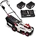NETTA Cordless Lawnmower 40V - Brushless Motor Lawn Mower with 2x 4.0Ah Batteries & Dual Charger, 37cm Width, 6 Heights - Heavy Duty Lawnmower for Medium and Large Gardens - 35L Grass Box