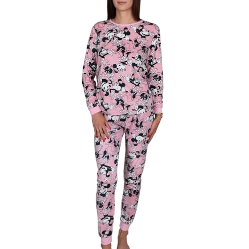 Disney Minnie Mouse Velours, Zweiteiliger Damenpyjama, Warmer Pyjama mit Langen Ärmeln (DE/NL/SE/PL, Alphanumerisch, XL, Regular, Regular, A)