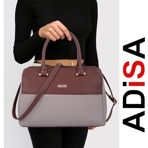 Image of ADISA Color Block handbag shoulder bag satchel for women and girls with sling belt (AD4088)