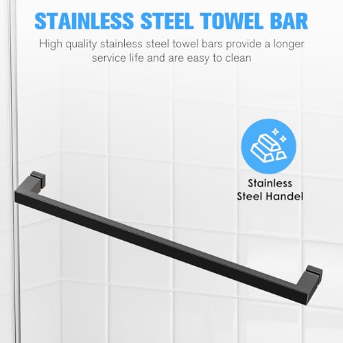 Image of 68-72 inch W x 76 inch H Frameless Double Sliding Shower Door w /Soft-Close, Bathroom Glass Doors with 3 /8 inch (10mm) SGCC Tempered Glass & Stainless Steel Handle, Reversible Installation, Matte Black