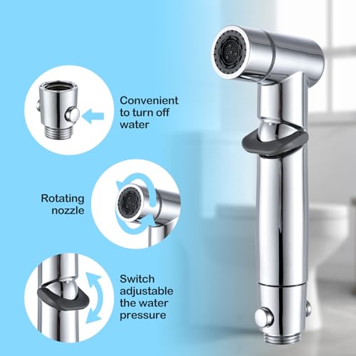 Handheld Bidet Sprayer for Toilet Kit Cleaning Assistant Jet Spray Bidet attachment for Toilet Adjustable Water Pressure Easy Control One Button to Shut-off Water - Thumbnail 3