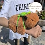 MUYAPAY Capybara Schnapparmband Kinder, Simulation Capybara Plüschtier, Weiche Plüschtier Capibara Kuscheltier Kuscheltier Snap Armband, Geschenk für Kinder, Mit Schildkröten-Rucksack