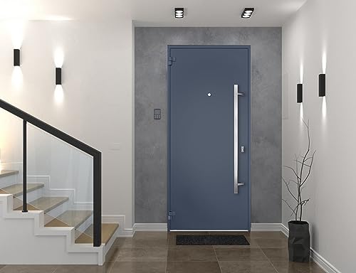 VDOMDOORS Front Exterior Prehung Steel Door 36 x 80 inches Right-Hand Inswing/Deux 0729 Gray Graphite