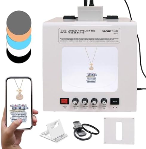 Pro Jewelry Photography Light Box Kit with Adjustable Turntable - Premium Studio Setup for Stunning Gemstone & Jewelry Images, Customizable Speed, Color Temperature & Brightness Control, TB20