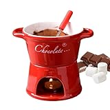Taza de fondue de chocolate, olla de cerámica, pequeña taza de fondue de mantequilla hecha a mano, para citas, noche, cumpleaños, boda, aperitivos, postres, queso, dulces, pan, parejas, familia