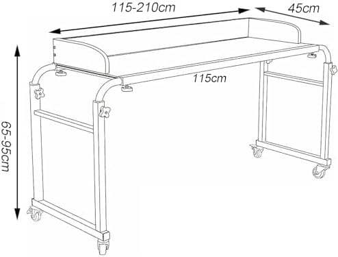 Extendable Rolling Mobility Table Over Bed,Overbed Table Adjustable Height and Width with Wheels - Cross-Bed Stretchable Computer Desk, Over Bed Computer Office Desk Beside Table,
