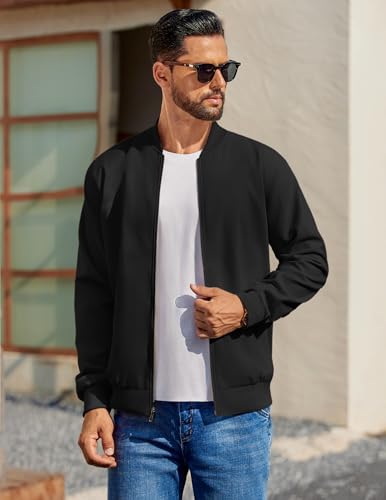 COOFANDY Men's Cotton Bomber Jacket Lightweight Flight Jackets Casual Softshell Varisty Jacket2