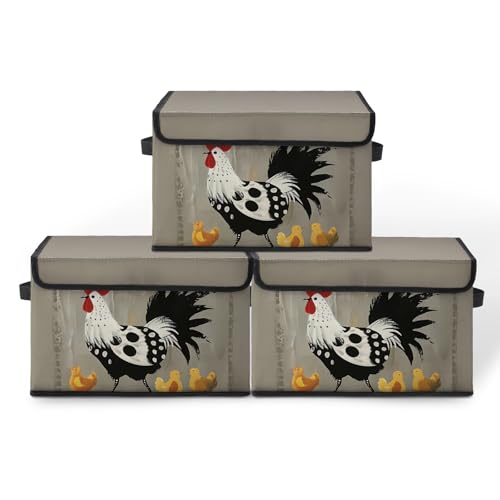Image of Stackable Storage Bins with Lids,Closet Organizers Fabric Box for Home and Office,Blanket Clothes Organizers,Under Bed Storage Containers 3 Pack