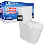 sanicomfort Erhöhte Stand-WC Kombination Cozy Plus 46,5 cm spülrandlos, inkl. WC-Sitz mit Absenkautomatik & Spülkasten, waagerechter Abgang, bodenstehend