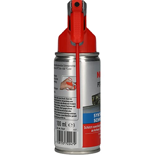 NIGRIN PTFE-Spray, synthetisches Schmiermittel, schützt zuverlässig vor Verschleißerscheinungen, 100 ml