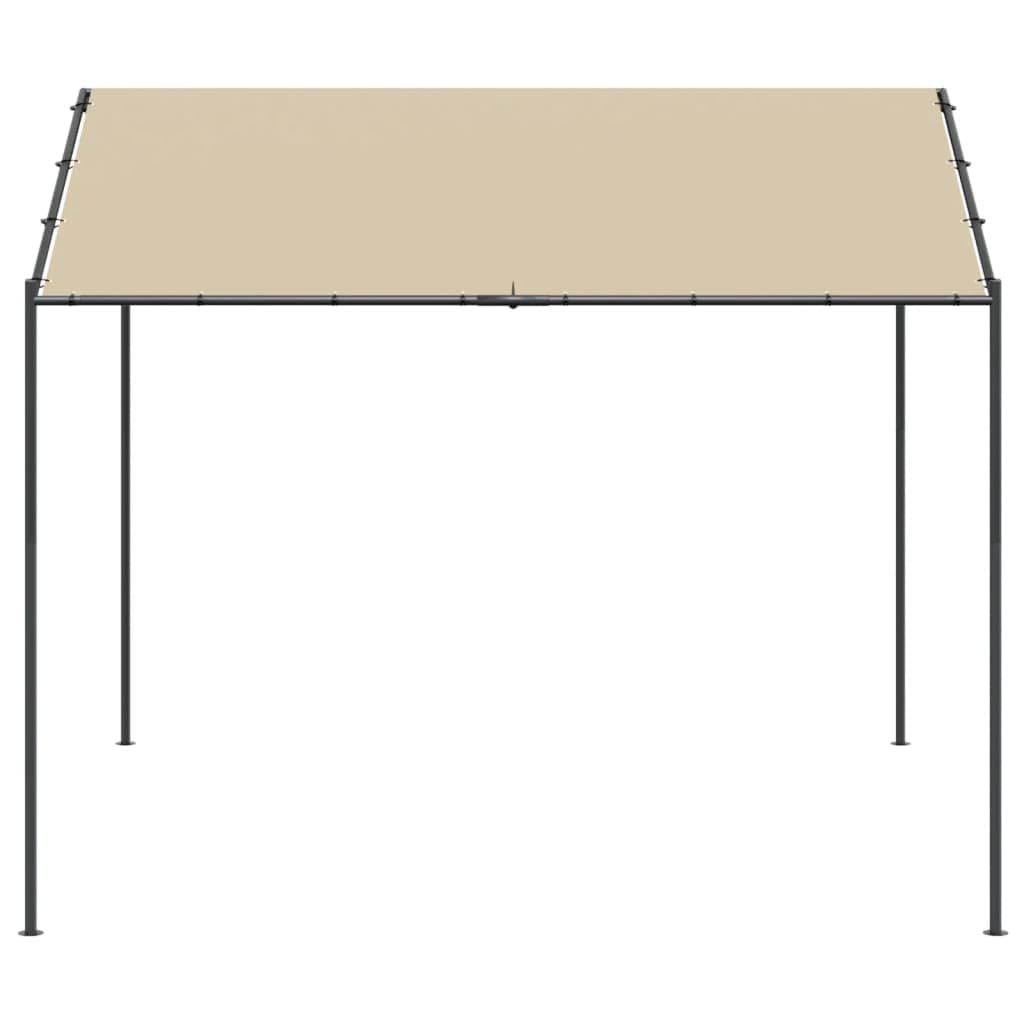 Gartenpavillon Beige 4x4 m mit pulverbeschichtetem Stahlgestell und wasserabweisendem Polyesterdach für Terrasse Camping Outdoor mit Stabiler Überdachung und wetterfestem Regenschutz