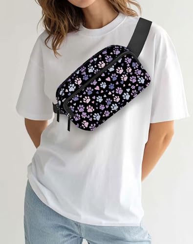 Image of Paw Print Fanny Pack Lightweight Belt Bag Fashion Waist Pouch | Waterproof, Crossbody Bags for Women, Sports, Running, Traveling, Hiking