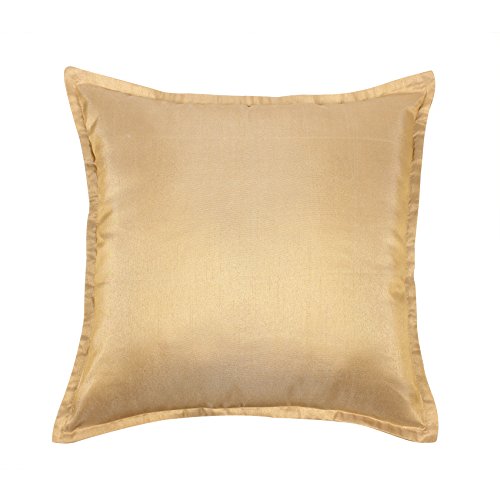 The White Petals Set Of 2 Gold Pillow Covers With Flange (16X16 Inches, Solid Gold) #TOP1