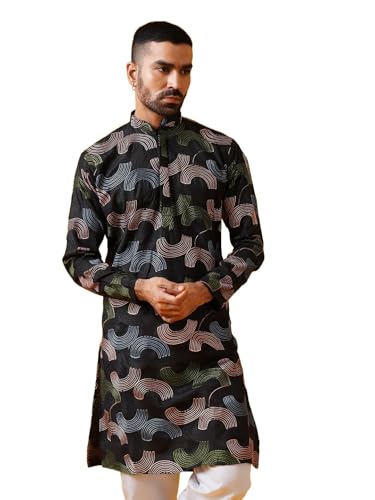 Sojanya (Since 1958 Men'S Cotton Silk Multi Thread Embroidered Long Kurta