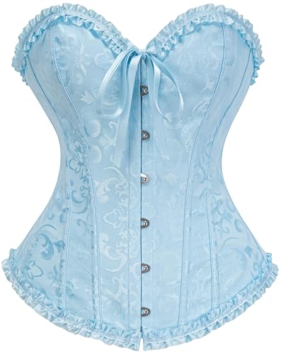 Vrapo Cabana Blue Corset Top for Women | Overbust Lace Up