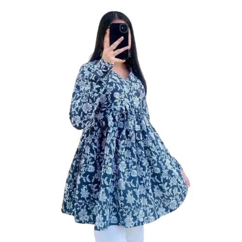 Image of Printed Kurti for Womens V-Neck TOP with Beautifull Design, Full Sleeves