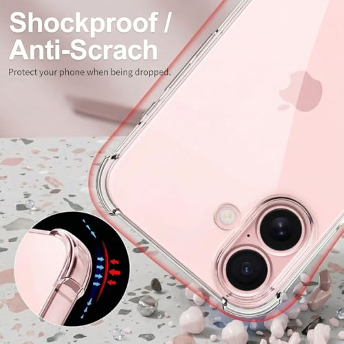 Image of Fashionury 3D Raised Transparent Crystal Clear Back Cover for iPhone 16 Plus | Shockproof Design | Anti-Slip Grip | Camera Protection | 360 Degree Protection Mobile Case