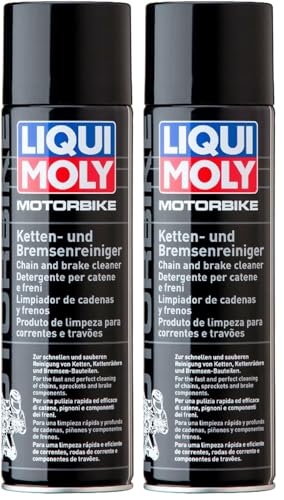 LIQUI MOLY Motorbike Limpiador de cadenas y frenos | 500 ml | Motocicleta | Limpiador de cadenas | Limpiador de frenos | Cuidado | Limpiador rápido | 1602 (Paquete de 2)