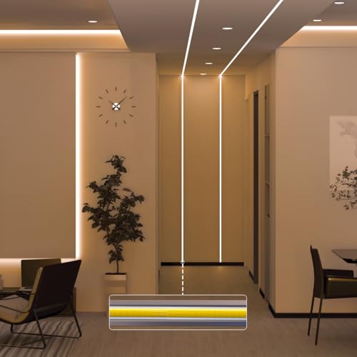 Image of BTF-LIGHTING FCOB Thin 5mm Width COB LED Strip, UL Listed Warm White 3000K Narrow Uniform Light, 16.4FT DC12V CRI 90+ Flexible LED Tape Light for Home Indoor DIY Lighting(No Adapter or Controller)