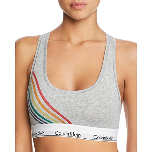 Calvin Klein Women's Modern Cotton-Bralette, Grey Heather Pride, S