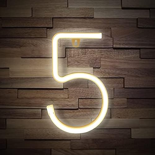 Light Up LED Neon Letters Sign Wall Decorative Neon Lights Warm White Pink Blue Alphabet Marquee Letter A to Z & 0 to 9 (Warm White) (5)