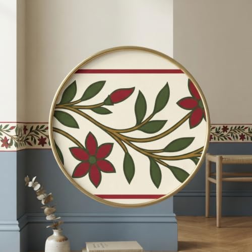 Image of Decorative Peel and Stick Wall Border Sticker 4 Inch x 4 Feet | Waterproof Self Adhesive PVC Wallpaper Border | Floral, Vintage & Traditional Designs | Wall Trim for Home Decor, VWB3