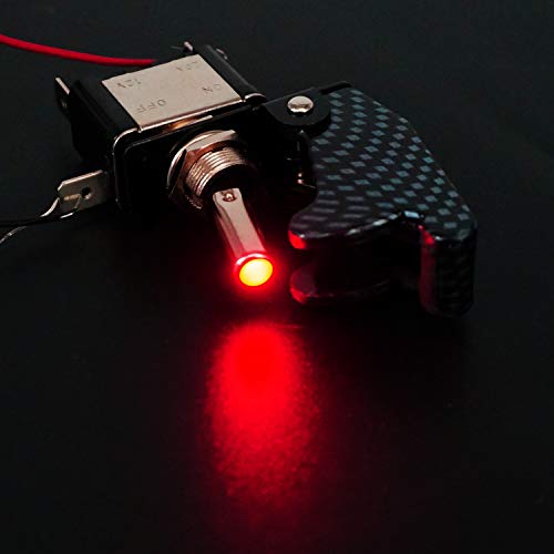 Twidec/3Pcs Rocker Toggle Switch 12V 20A Heavy Duty Racing Car Automotive Auto Spst On/Off Toggle Switch Red Led Light Illuminated 3Pin With Charcoal Grey Waterproof Safety Cover Asw-07Drgymz #TOP5