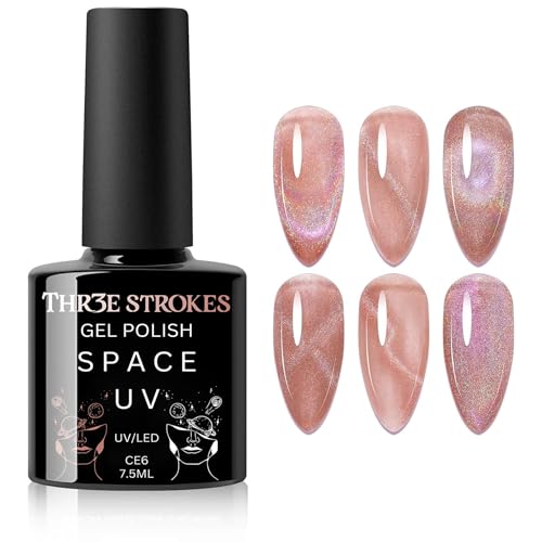 Image of THR3E STROKES 9D Glitter Cat Eye Gel Magnetic Shimmery Finish Nail Polish Art Manicure DIY at Home Soak Off UV Gel 7.5ML (CE6, 7.5ML)
