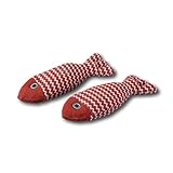 Fackelmann Our Pets Katzenspielzeug – 2-teilig, 20 cm, Fisch aus Baumwolle in Erdrot – Spielzeug für Katzen jeden Alters, Reinigung per Hand